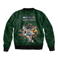 Custom Rugby Southern Hemisphere Bomber Jacket Argentina AUNZ South Africa Mascot Green LT9 - Polynesian Pride