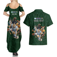 Custom Rugby Southern Hemisphere Couples Matching Summer Maxi Dress and Hawaiian Shirt Argentina AUNZ South Africa Mascot Green - Polynesian Pride