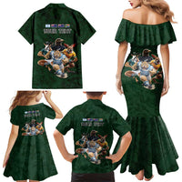 Custom Rugby Southern Hemisphere Family Matching Mermaid Dress and Hawaiian Shirt Argentina AUNZ South Africa Mascot Green - Polynesian Pride