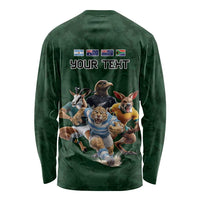 Custom Rugby Southern Hemisphere Long Sleeve Shirt Argentina AUNZ South Africa Mascot Green - Polynesian Pride