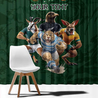 Custom Rugby Southern Hemisphere Window Curtain Argentina AUNZ South Africa Mascot Green - Polynesian Pride