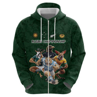 Custom Rugby Southern Hemisphere Zip Hoodie Argentina AUNZ South Africa Mascot Green - Polynesian Pride