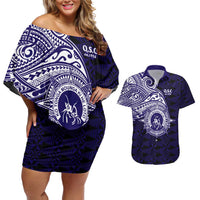 Tonga Queen Salote College 100th Years Couples Matching Off Shoulder Short Dress and Hawaiian Shirt Est 1926 Tongan Ngatu Tapa - Polynesian Pride