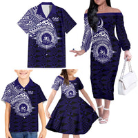 Tonga Queen Salote College 100th Years Family Matching Off The Shoulder Long Sleeve Dress and Hawaiian Shirt Est 1926 Tongan Ngatu Tapa - Polynesian Pride
