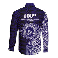 Tonga Queen Salote College 100th Years Long Sleeve Button Shirt Est 1926 Tongan Ngatu Tapa - Polynesian Pride
