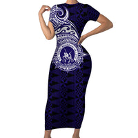 Tonga Queen Salote College 100th Years Short Sleeve Bodycon Dress Est 1926 Tongan Ngatu Tapa - Polynesian Pride