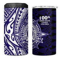 Tonga Queen Salote College 100th Years 4 in 1 Can Cooler Tumbler Blue Tonga Kupesi Uniquely Pacific Art - Polynesian Pride