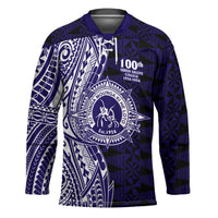 Tonga Queen Salote College 100th Years Hockey Jersey Blue Tonga Kupesi Uniquely Pacific Art - Polynesian Pride