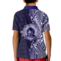 Tonga Queen Salote College 100th Years Kid Polo Shirt Blue Tonga Kupesi Uniquely Pacific Art LT9 - Polynesian Pride