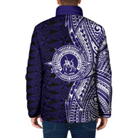 Tonga Queen Salote College 100th Years Padded Jacket Blue Tonga Kupesi Uniquely Pacific Art - Polynesian Pride