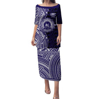 Tonga Queen Salote College 100th Years Puletasi Blue Tonga Kupesi Uniquely Pacific Art - Polynesian Pride