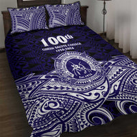 Tonga Queen Salote College 100th Years Quilt Bed Set Blue Tonga Kupesi Uniquely Pacific Art LT9 Blue - Polynesian Pride