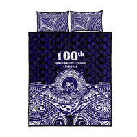 Tonga Queen Salote College 100th Years Quilt Bed Set Blue Tonga Kupesi Uniquely Pacific Art LT9 - Polynesian Pride