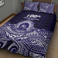 Tonga Queen Salote College 100th Years Quilt Bed Set Blue Tonga Kupesi Uniquely Pacific Art LT9 - Polynesian Pride