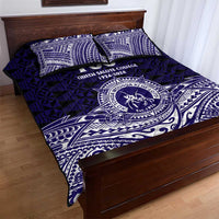 Tonga Queen Salote College 100th Years Quilt Bed Set Blue Tonga Kupesi Uniquely Pacific Art LT9 - Polynesian Pride