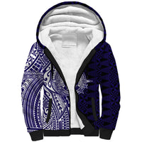 Tonga Queen Salote College 100th Years Sherpa Hoodie Blue Tonga Kupesi Uniquely Pacific Art LT9 Unisex Blue - Polynesian Pride