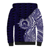 Tonga Queen Salote College 100th Years Sherpa Hoodie Blue Tonga Kupesi Uniquely Pacific Art LT9 - Polynesian Pride