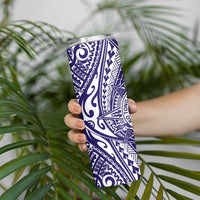 Tonga Queen Salote College 100th Years Skinny Tumbler Blue Tonga Kupesi Uniquely Pacific Art - Polynesian Pride