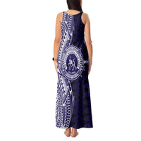Tonga Queen Salote College 100th Years Tank Maxi Dress Blue Tonga Kupesi Uniquely Pacific Art - Polynesian Pride