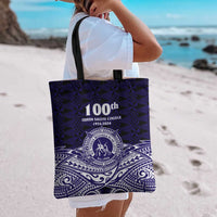 Tonga Queen Salote College 100th Years Tote Bag Blue Tonga Kupesi Uniquely Pacific Art - Polynesian Pride