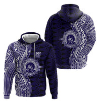 Tonga Queen Salote College 100th Years Zip Hoodie Blue Tonga Kupesi Uniquely Pacific Art - Polynesian Pride