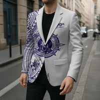 Tonga Queen Salote College 100th Years Blazer White Tonga Kupesi Uniquely Pacific Art - Polynesian Pride