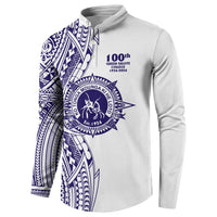 Tonga Queen Salote College 100th Years Button Sweatshirt White Tonga Kupesi Uniquely Pacific Art - Polynesian Pride