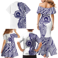 Tonga Queen Salote College 100th Years Family Matching Mermaid Dress and Hawaiian Shirt White Tonga Kupesi Uniquely Pacific Art - Polynesian Pride