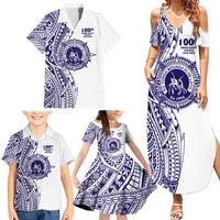 Tonga Queen Salote College 100th Years Family Matching Summer Maxi Dress and Hawaiian Shirt White Tonga Kupesi Uniquely Pacific Art - Polynesian Pride