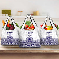 Tonga Queen Salote College 100th Years Grocery Bag White Tonga Kupesi Uniquely Pacific Art - Polynesian Pride
