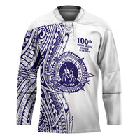 Tonga Queen Salote College 100th Years Hockey Jersey White Tonga Kupesi Uniquely Pacific Art - Polynesian Pride