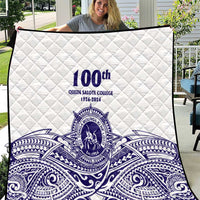 Tonga Queen Salote College 100th Years Quilt White Tonga Kupesi Uniquely Pacific Art LT9 White - Polynesian Pride