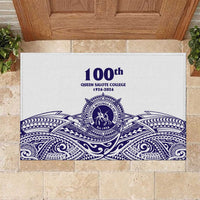 Tonga Queen Salote College 100th Years Rubber Doormat White Tonga Kupesi Uniquely Pacific Art - Polynesian Pride