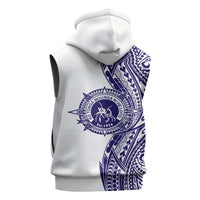 Tonga Queen Salote College 100th Years Sleeveless Hoodie White Tonga Kupesi Uniquely Pacific Art - Polynesian Pride