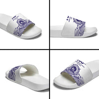 Tonga Queen Salote College 100th Years Slide Sandals White Tonga Kupesi Uniquely Pacific Art - Polynesian Pride