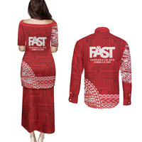 Samoa FAST Couples Matching Puletasi and Long Sleeve Button Shirt Samoan Motif Patterns - Polynesian Pride