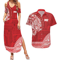 Samoa FAST Couples Matching Summer Maxi Dress and Hawaiian Shirt Samoan Motif Patterns - Polynesian Pride