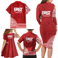 Samoa FAST Family Matching Long Sleeve Bodycon Dress and Hawaiian Shirt Samoan Motif Patterns - Polynesian Pride
