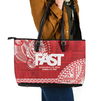 Samoa FAST Leather Tote Bag Samoan Motif Patterns - Polynesian Pride