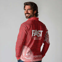 Samoa FAST Long Sleeve Polo Shirt Samoan Motif Patterns - Polynesian Pride