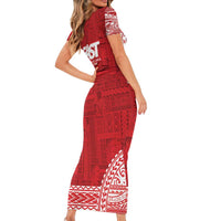 Samoa FAST Short Sleeve Bodycon Dress Samoan Motif Patterns - Polynesian Pride