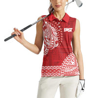 Samoa FAST Women Sleeveless Polo Shirt Samoan Motif Patterns - Polynesian Pride