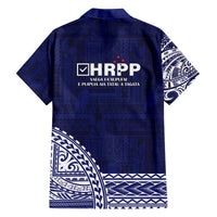 Samoa HRPP Family Matching Off The Shoulder Long Sleeve Dress and Hawaiian Shirt Samoan Motif Patterns - Polynesian Pride