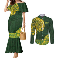 Samoa SUP Couples Matching Mermaid Dress and Long Sleeve Button Shirt Samoan Motif Patterns - Polynesian Pride