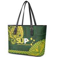 Samoa SUP Leather Tote Bag Samoan Motif Patterns - Polynesian Pride