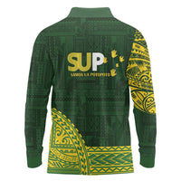 Samoa SUP Long Sleeve Polo Shirt Samoan Motif Patterns - Polynesian Pride
