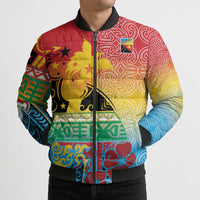 Personalised Torba PNG Day Bomber Puffer Jacket Oro Tapa Pattern - Polynesian Pride