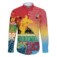 Personalised Torba PNG Day Family Matching Long Sleeve Bodycon Dress and Hawaiian Shirt Oro Tapa Pattern - Polynesian Pride