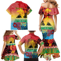 Personalised Torba PNG Day Family Matching Mermaid Dress and Hawaiian Shirt Oro Tapa Pattern - Polynesian Pride