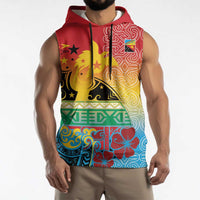 Personalised Torba PNG Day Sleeveless Hoodie Oro Tapa Pattern - Polynesian Pride